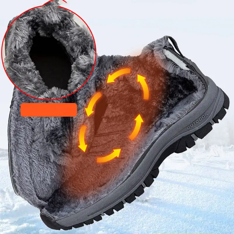 Winter Men Boots PU Leather Snow Boots Man Plush Warm Causal Shoe Waterproof Men Boots High Quality Male Sneakers Ankle Boots - 4