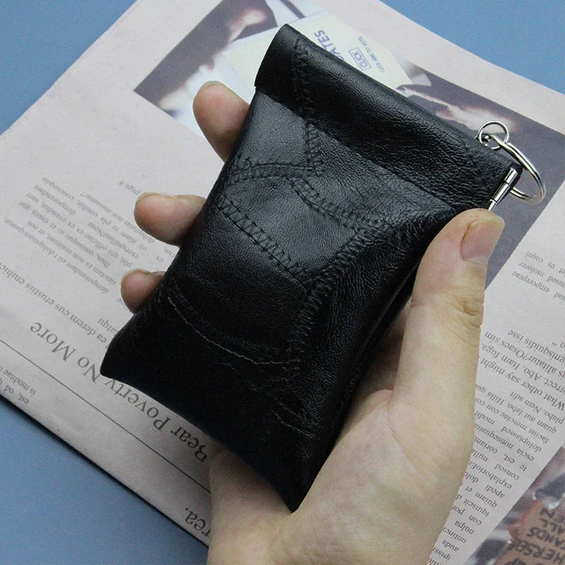 Leather Long Pocket Key Wallet Keyring Coin Purse Women Men Small Short Money Change Bag Little Card Holder