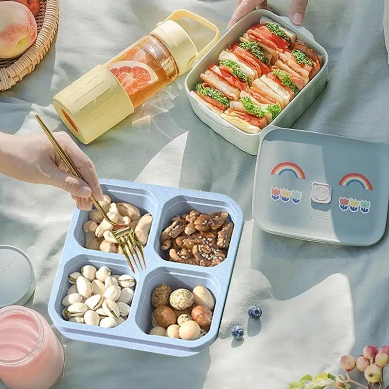 Bento Snack Boxes Meal Prep Container 4-Section with Lid 4