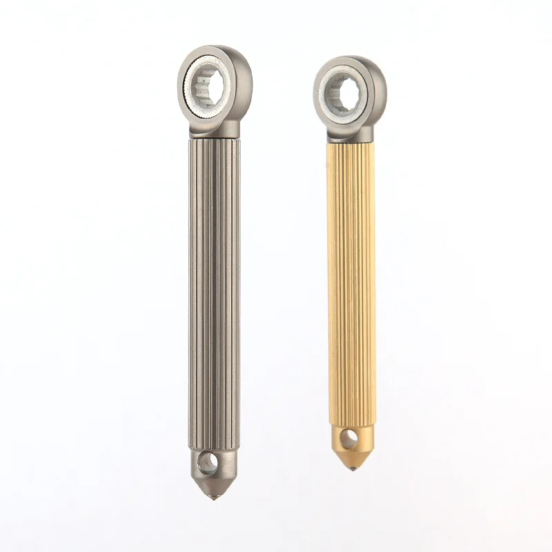 Description Picture 2 of itemTitanium Alloy Brass Modular Screwdriver Ratchet Wheel Screwdriver With 2PCS S2 Bit EDC Riding Equipment Tungsten Head Gadget