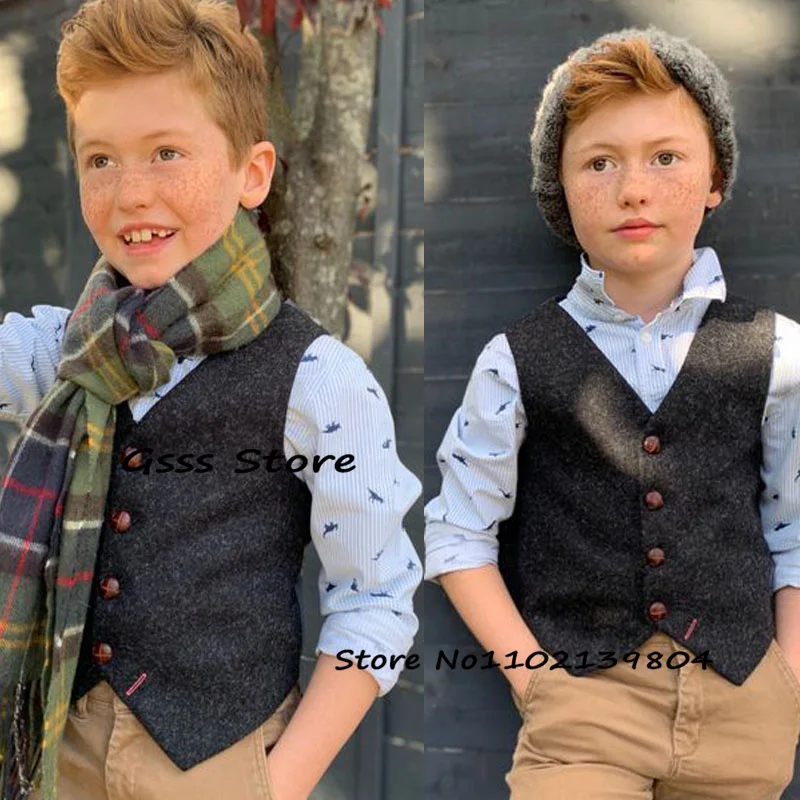 

Vest for Kids Herringbone Vintage Blazer Wool Sleeveless Jacket Boys Waistcoat Baby Clothes жилет
