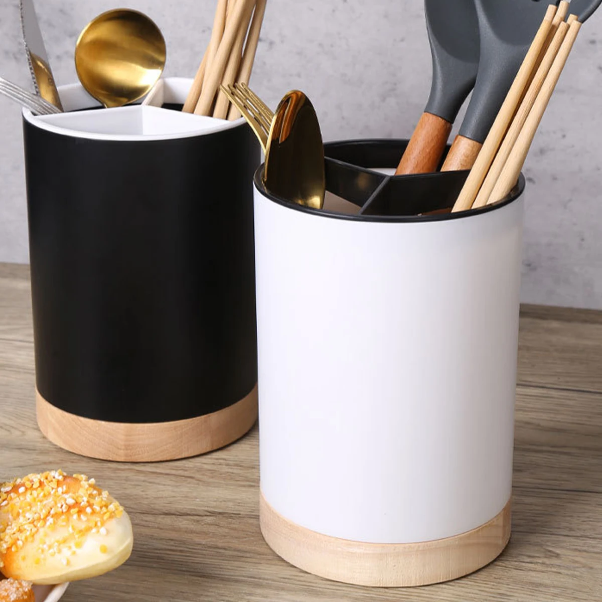 Plastic Utensil Holder Cutlery Drainer Kitchen Storage