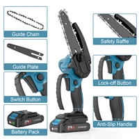 Scie à chaîne électrique sans fil de 6 pouces, outils de travail du bois et d'élagage de jardin rechargeables avec 2 batteries 4