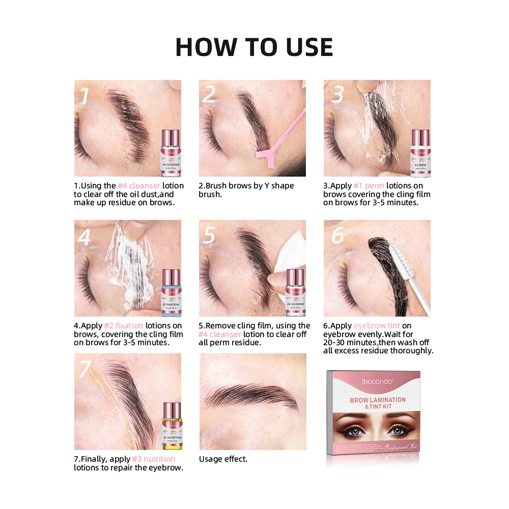 Eyebrow Lamination&Tint Kit Complete Tools Easy Applying Long-lasting DIY Eyebrows Perming& Tinting Kit Brow Lifting Styling Set