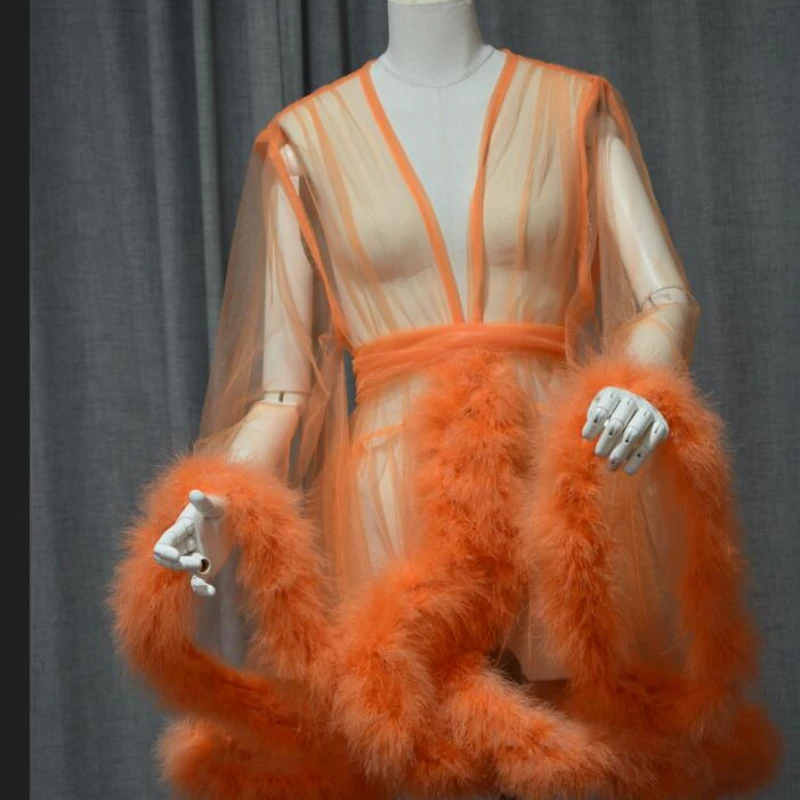 Burlesque Vestaglia Con Piume Abito Da Sposa Sexy In Tulle Verde