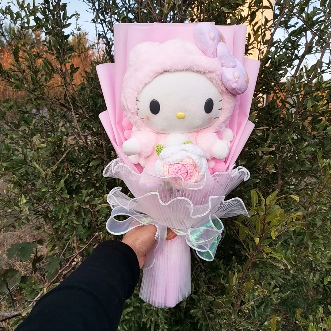 Olá Kitty Sanrio Boneca De Pelúcia Recheada, Buquê De Lã Rosa, Peluches  Kuromi Cinnamoroll, Handwoven, Dia Dos Namorados, Presentes De Natal -  AliExpress, image size:1080x1080