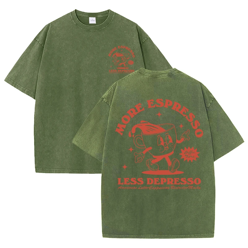 Espresso-Inspired Graphic Women's Tee - Cotton Blend, Washed Style, Breathable & Versatile Top