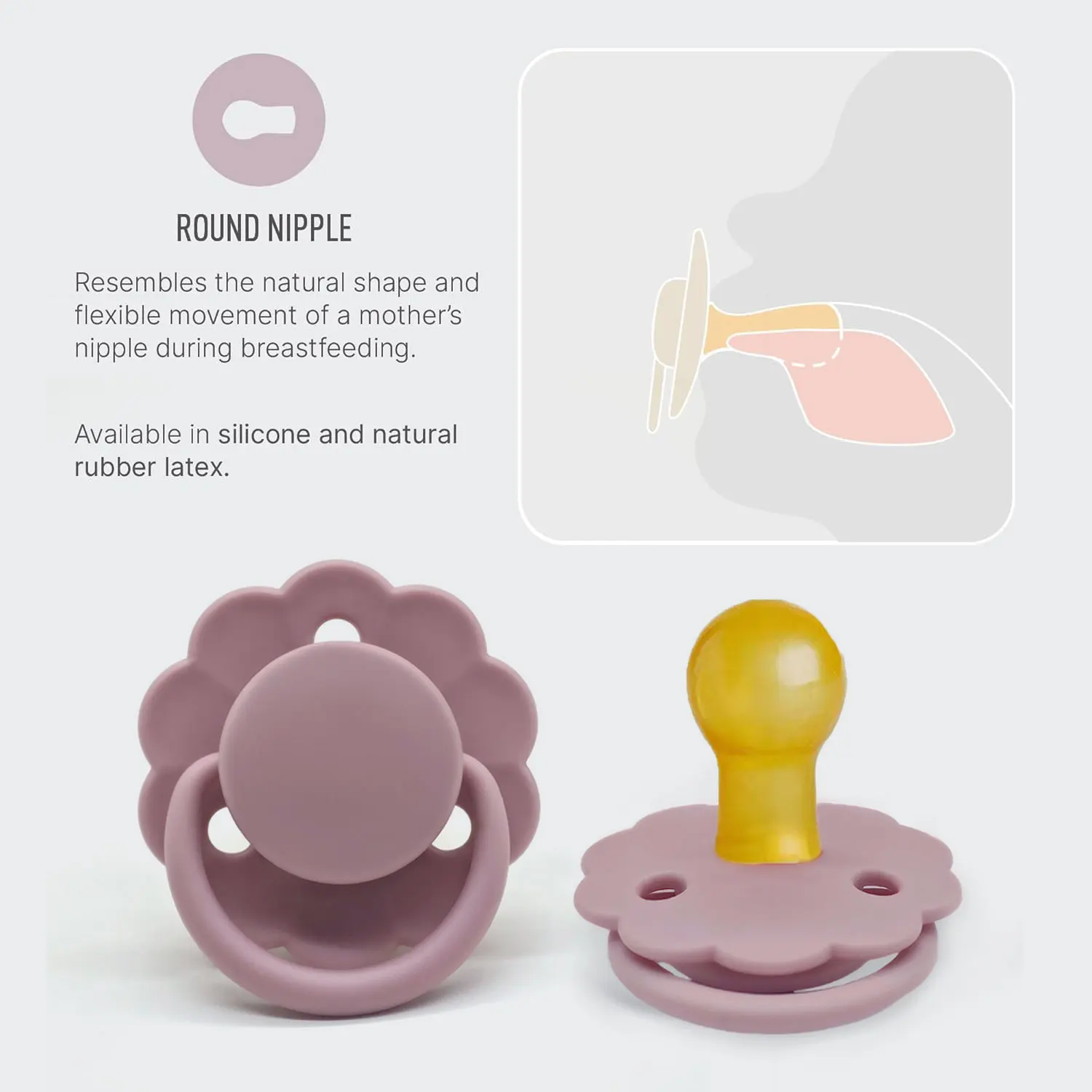 Natural latex pacifier for newborns 0-3 years old small flower shape dust lid three air holes bpa free gift for babies