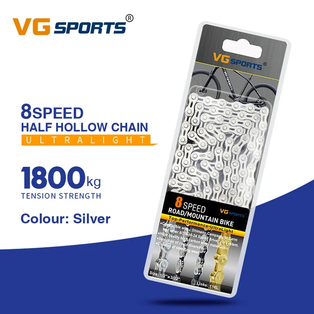 Catena per Bicicletta 9 velocità 1/2 x 11/128 Pollici 116 Maglie per Bici da Strada o Mountain Bike a 9 velocità