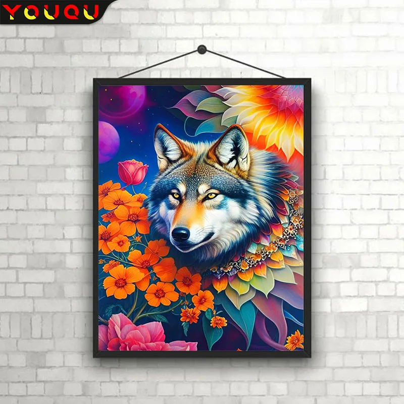 

YOUQU Animal Diamond Painting Wolf DIY Diamond Embroidery Cross Stitch Flower Home Decoration Mosaic Picture Personalized Gift