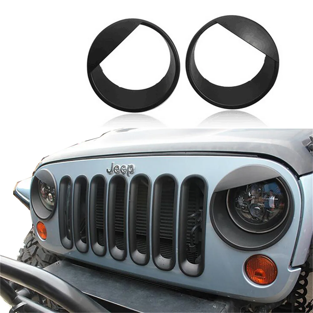 Sxma J051Copertura Del Faro 2Pcs Angry Bird Style Bezels Faro Anteriore Lampade Copertura Trim Per Jeep Wrangler Jk 2007-2017