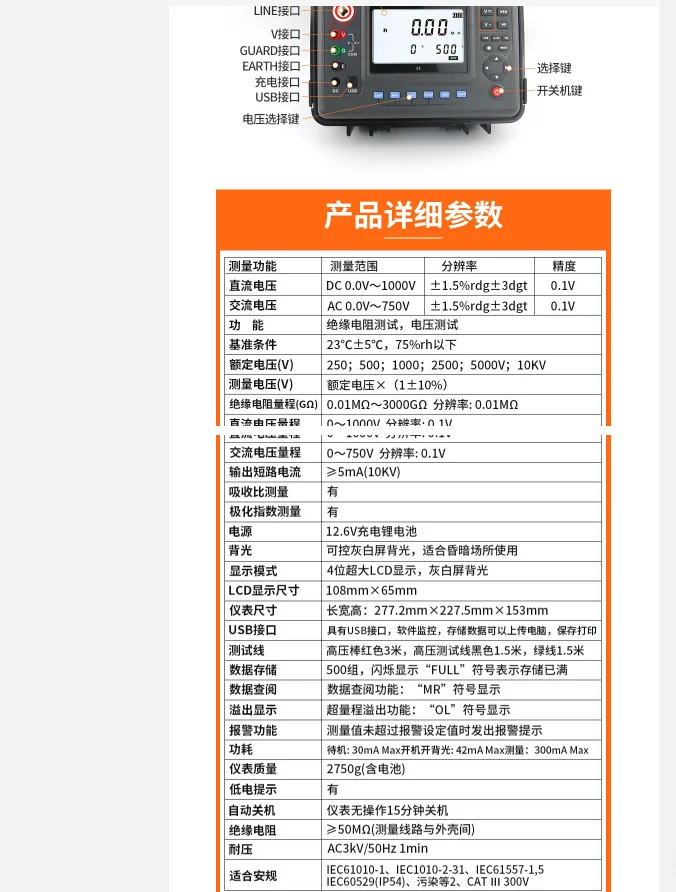 고전압 절연 메가옴미터, 산업용 디지털 흔들림계, 초고전압 디지털 디스플레이 절연, ST3128