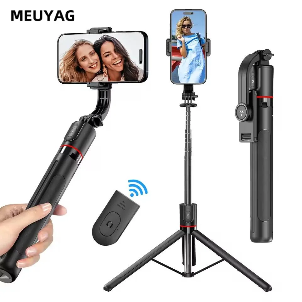 MEUYAG 2025 Nouvelle perche à selfie trépied portable avec support pour smartphone et lumière, compatible iPhone et Android, sans fil_voghion.com