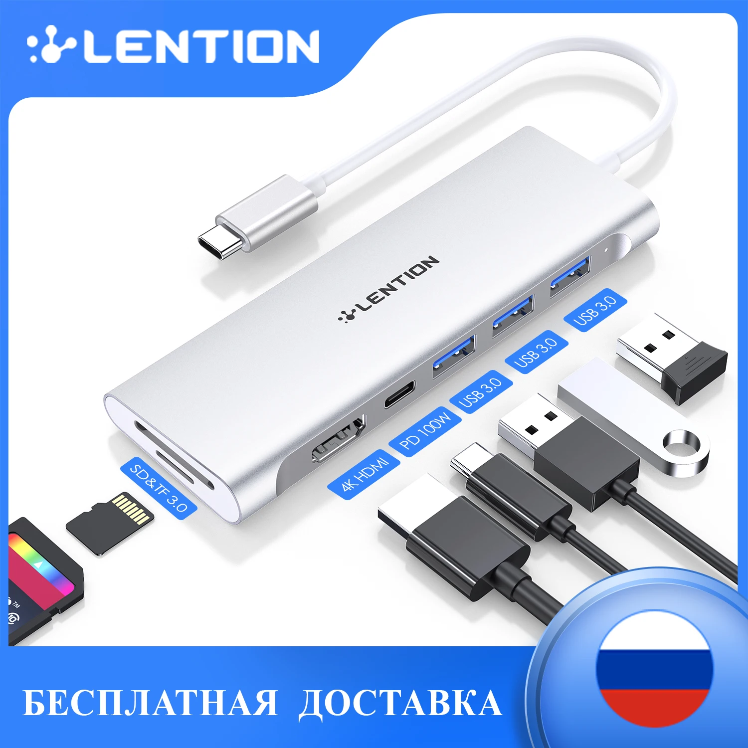 Lention Usb 3.0 Adattatore 4K Docking Station Hdmi Per Macbook Pro 2022 2021 2020 Chromebook Mac Air Sd Card Reader Usb C Hdmi Dock