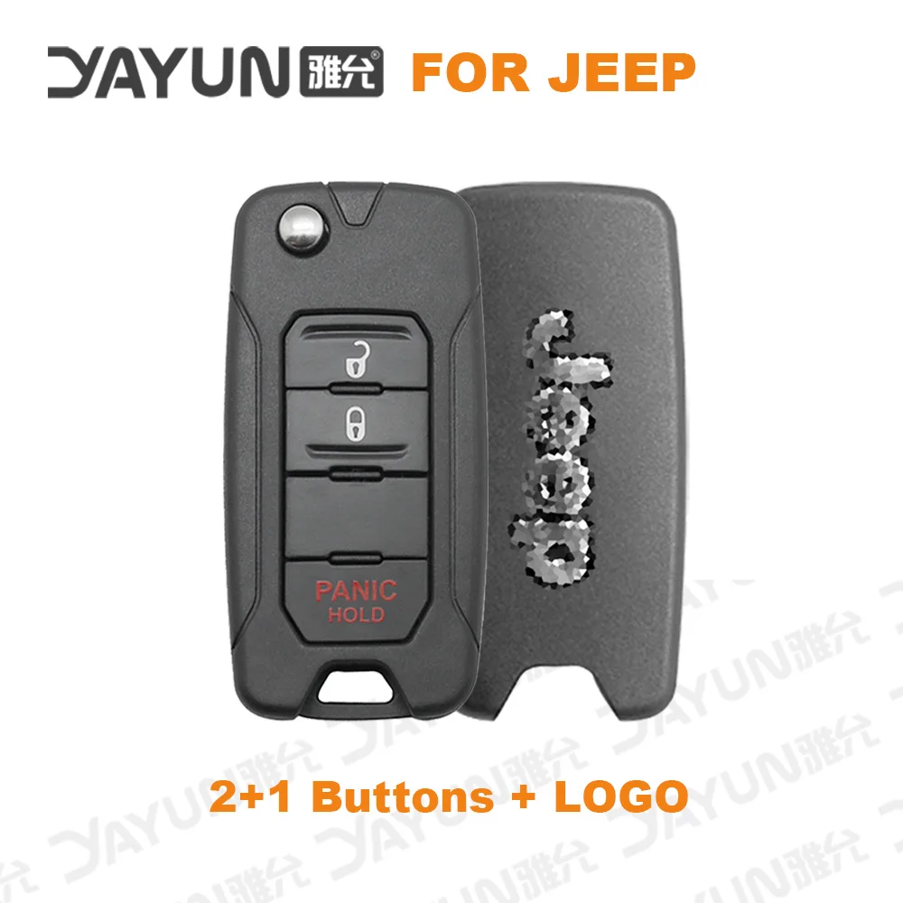 YAYUN 2+1 Buttons For Jeep Renegade 2015/6/7/8 Flip Remote Car Key Shell Case With Uncut SIP22 Blade Replacement With Logo 4A spark plugs Spark Plugs & Ignition Systems