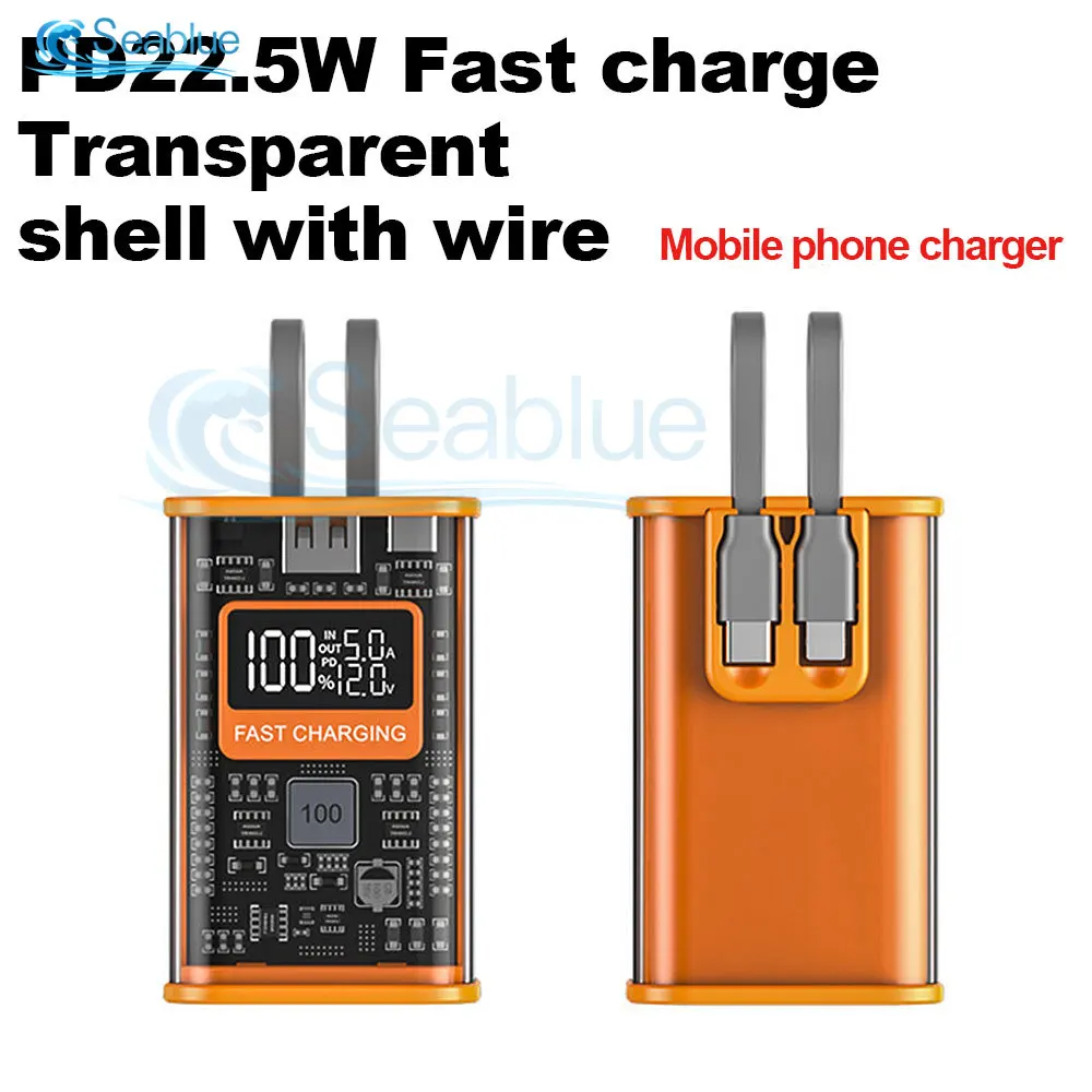 

21700 Battery Charger Case PD 22.5 W Phone Fast Charging Case 10000mAh Polymer Battery Charging Power Bank Box DIY Power Bank