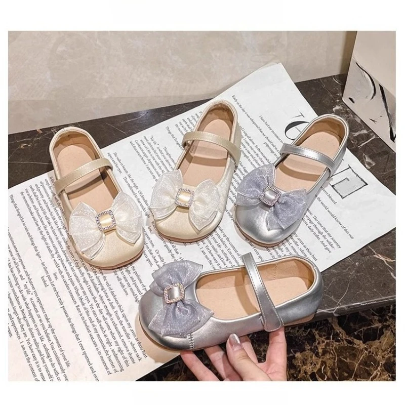 Girls Princess Ballet Flats Shoes with Ribbons for Autumn