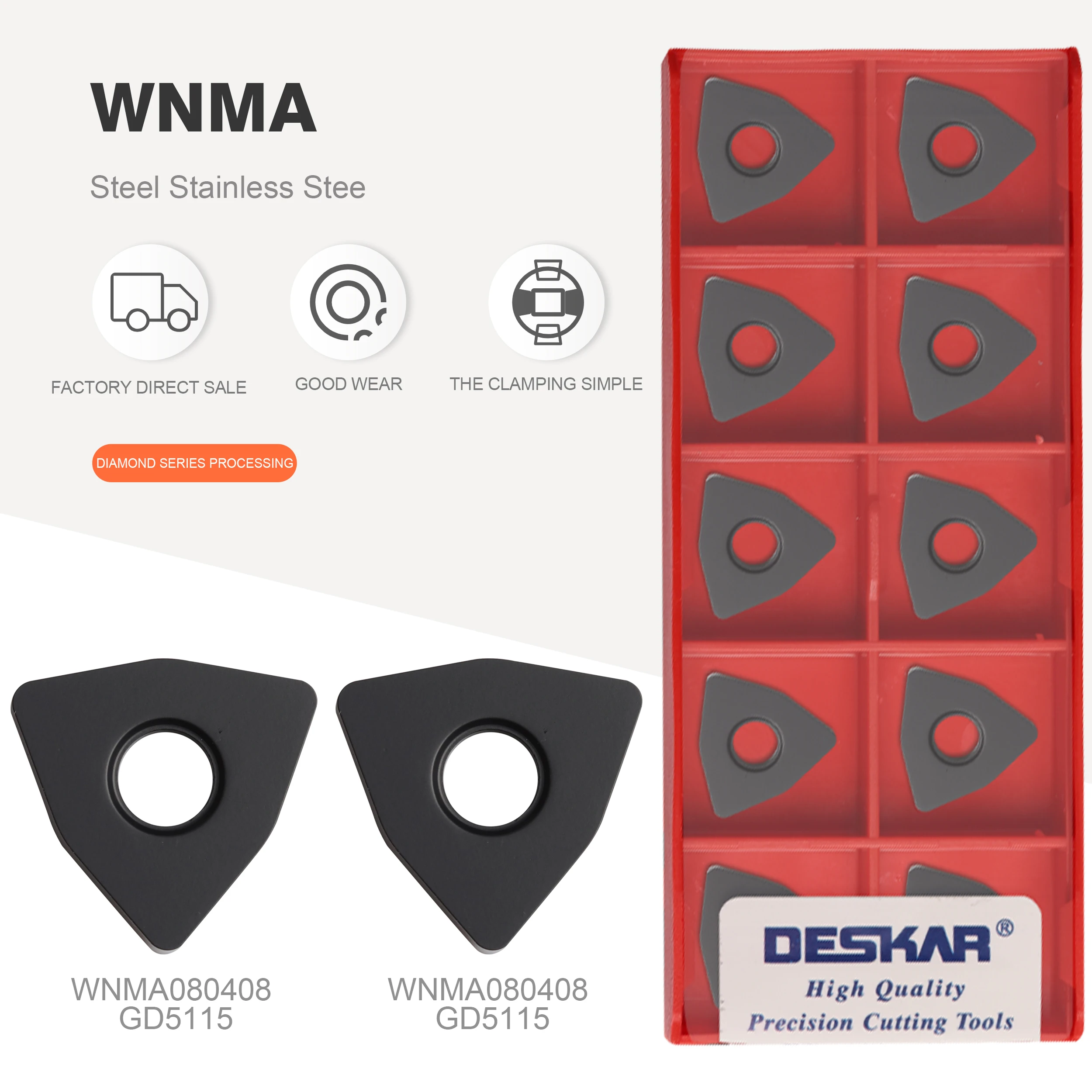 

High quality WNMA080404 WNMA080408 WNMA080412 GD5115 CNC lathe turning tool metal cutting tool carbide insert, cast iron