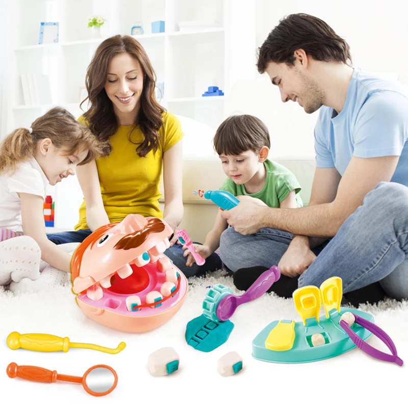 Children Doctor Toys Set Doctor Pretend Play Kit Set Game for Girls Boys Dentist Check Teeth Model Set Kids Educational Toy Gift 2