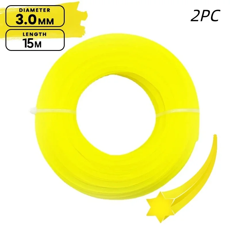Durable Hexagon Nylon Grass Trimmer Line - 15m/10m/5m x 3mm for Brush Cutters and Lawn Maintenance