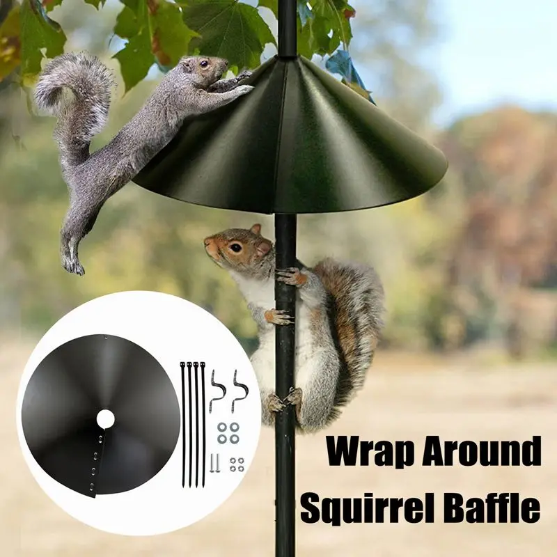 

12/14/16/18inch Wrap Around Squirrel Baffle Unique Metal Raccoon Squirrel Proof Hanging Baffle Bird Feeders Yard Protect Pole