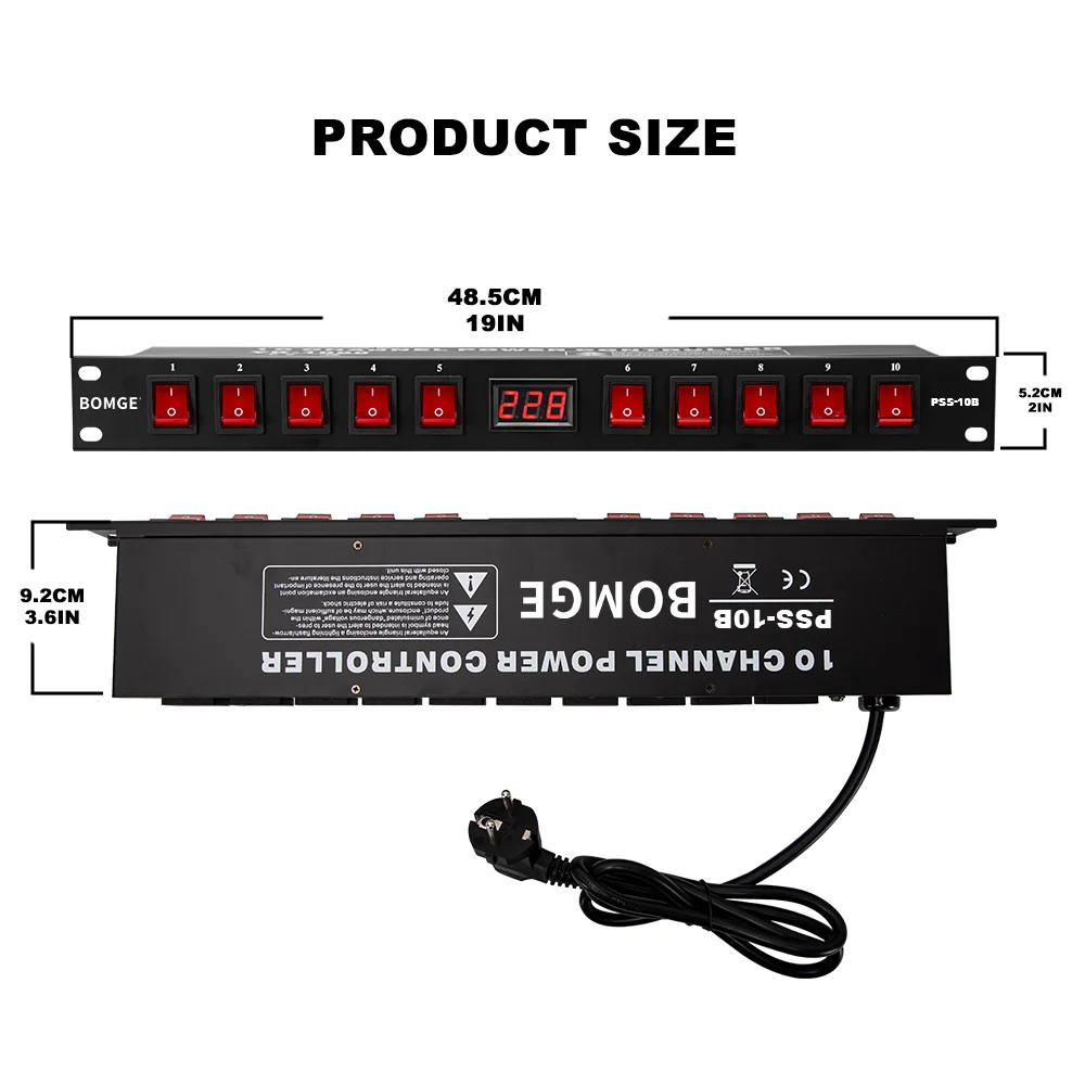BOMGE Power conditioner 10 Independent Switch Rack power Audio Power conditioner rack w/Voltage Readout With USB Surge Protector