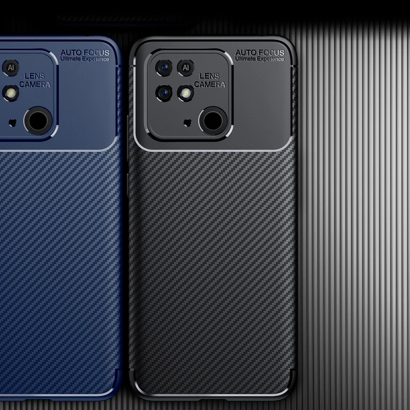 Luxury Phone Case For Xiaomi Redmi 10 10A 10C Carbon Fiber Texture Soft Silicone Shockproof Cover For Redmi 10A 10C 10 Coque