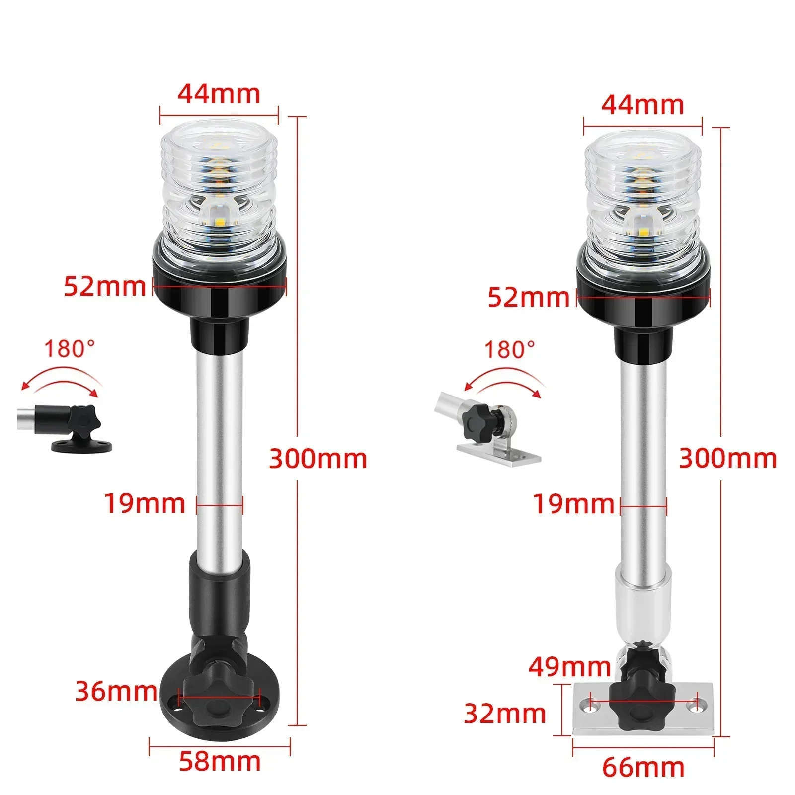 Marine LED Navigation Light – 12V/24V 360° Fold-Down Sailing Light - Image 4