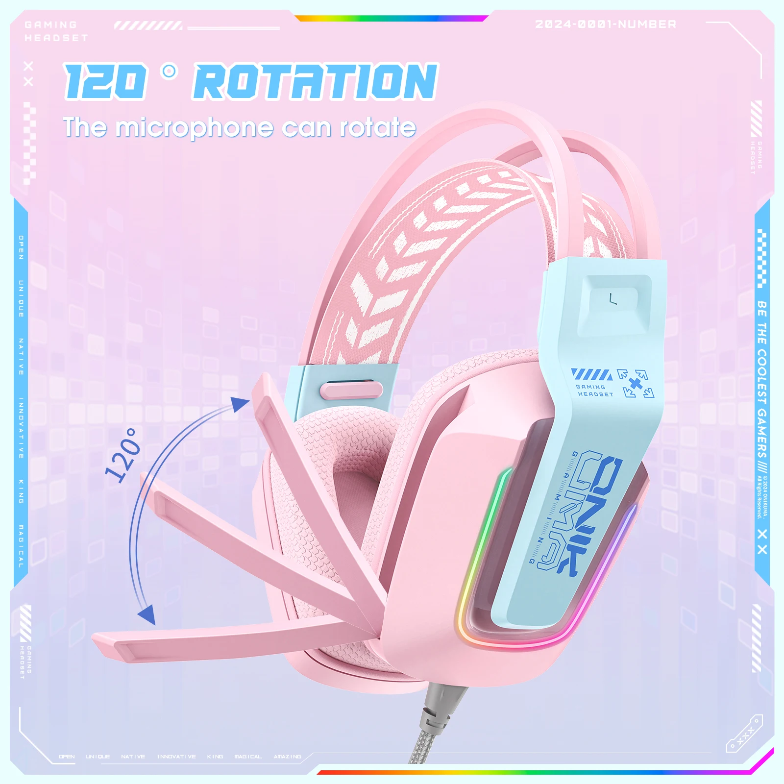 ONIKUMA X13 Noise Cancelling Headphones Wired Gaming Headset Suitable For Computer Laptop Music Earphones With RGB Lighting Mic