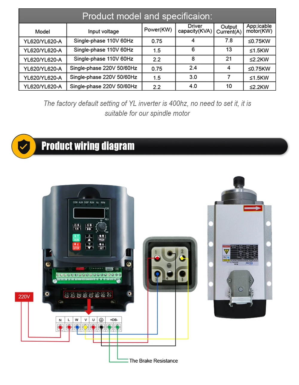 1,5 kW CNC-Spindelmotor 220 V ER11-Spindel 0,6 Nm 24000 U/min + 1500 W VFD 50/60 Hz + 7 Stück ER11-Spannzange – Detail 6