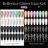 MEET ACROSS 6Pcs/Set Sparkly Reflective Line Gel Nail Polish Glitter Superflash Nail Art Liner Gel DIY Painting Drawing Gel Kit 6