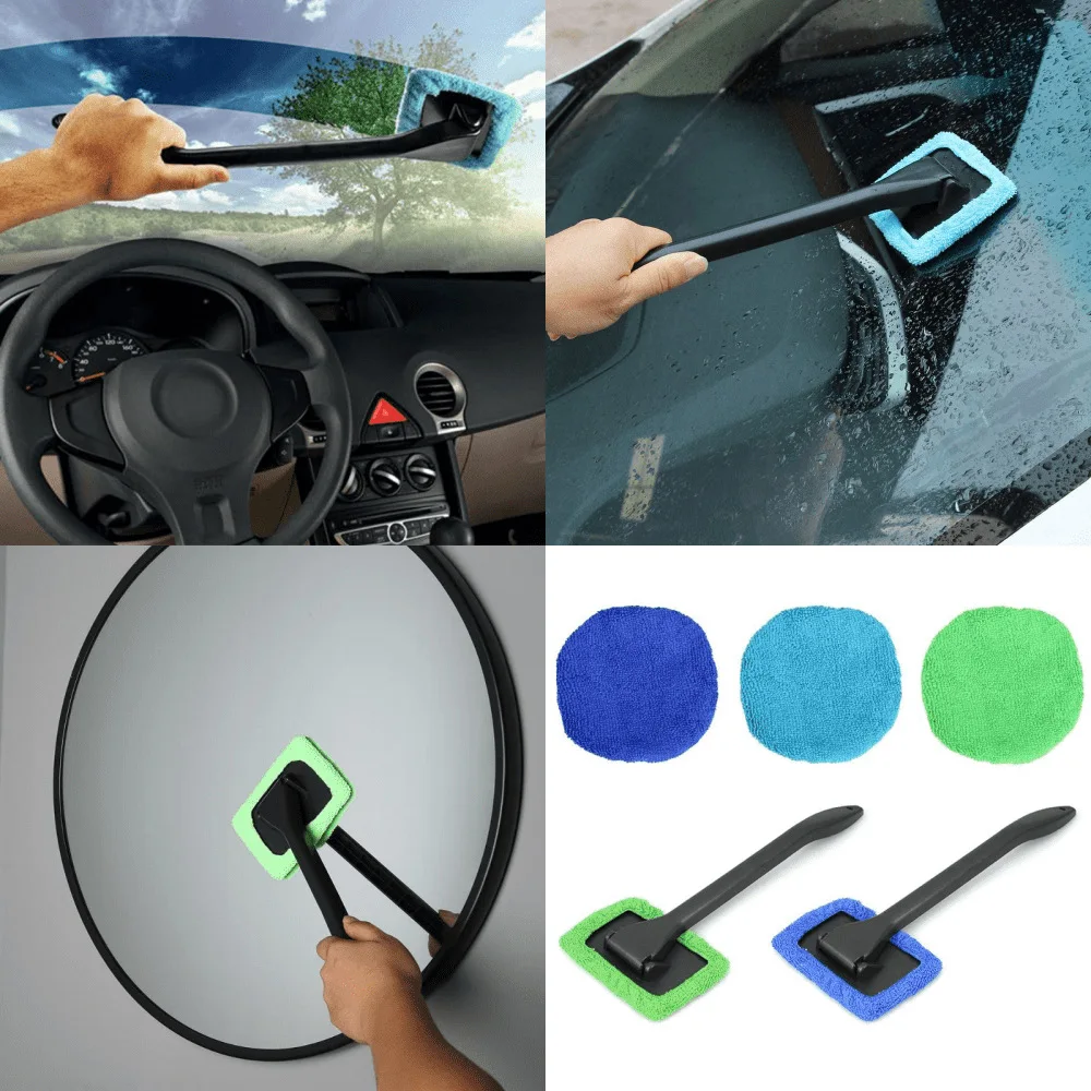 Motorcycle Truck Car Window Windshield Brush Microfiber Cloth Auto Window  Cleaner Long Handle Car Washable Brush Clean Tool