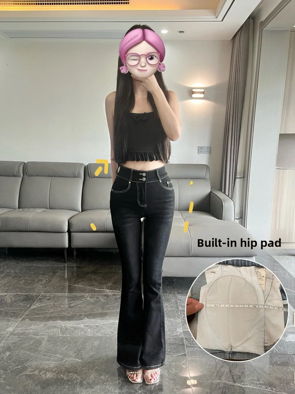 High Waist Bell Bot Jeans Women's Denim Pants with 08cm Hip Lifting Waist Cinching High Waist H-ape Jeans for All Seasons