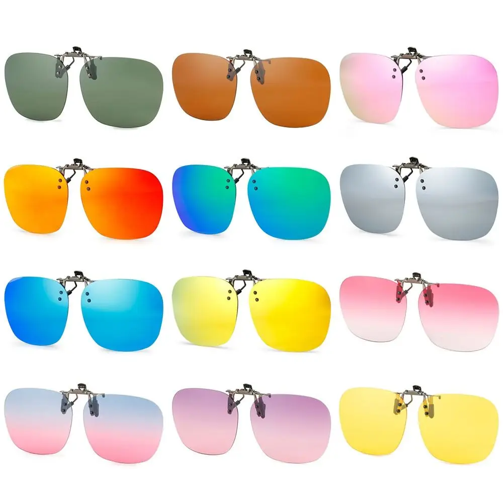 

Rimless Clip-On Polarized Sunglasses Metal Clip Convenient Flip-up Sun Glasses for Prescription Glasses UV400 Polygonal Shades