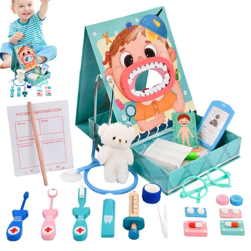 

Имитация дантиста, игровой набор, деревянная ролевая игра, стоматолог, игрушка для детей, тонко отполированная развивающая ролевая игра, игрушка для автомобиля