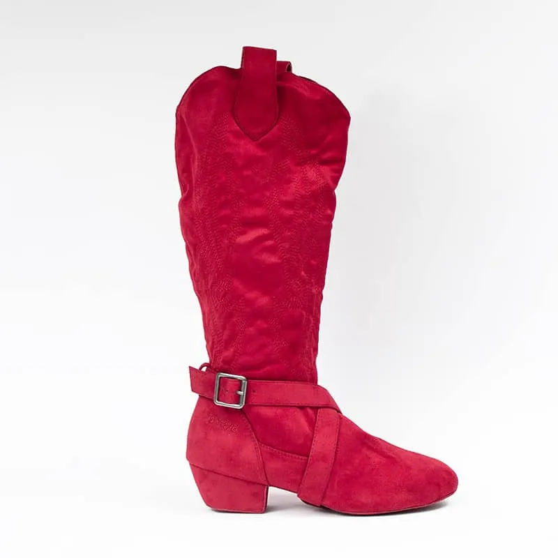 High Quality 3.5CM Heel Brown Color Women Embroidery Dance Boots Wear Indoor 5