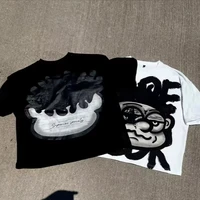 Vintage Big Face Graphic Print Cotton T-Shirt Men Y2K Summer Short Sleeves Vintage Oversize Tshirt Streetwear Women Tops 2