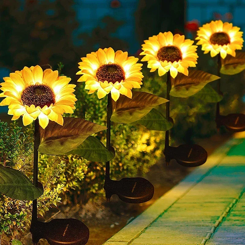 Outdoor Solar Sunflowers Lamp Smart Sense Garden Lights Yard Wedding Thanksgiving Decor Light Waterproof LED Lawn Light