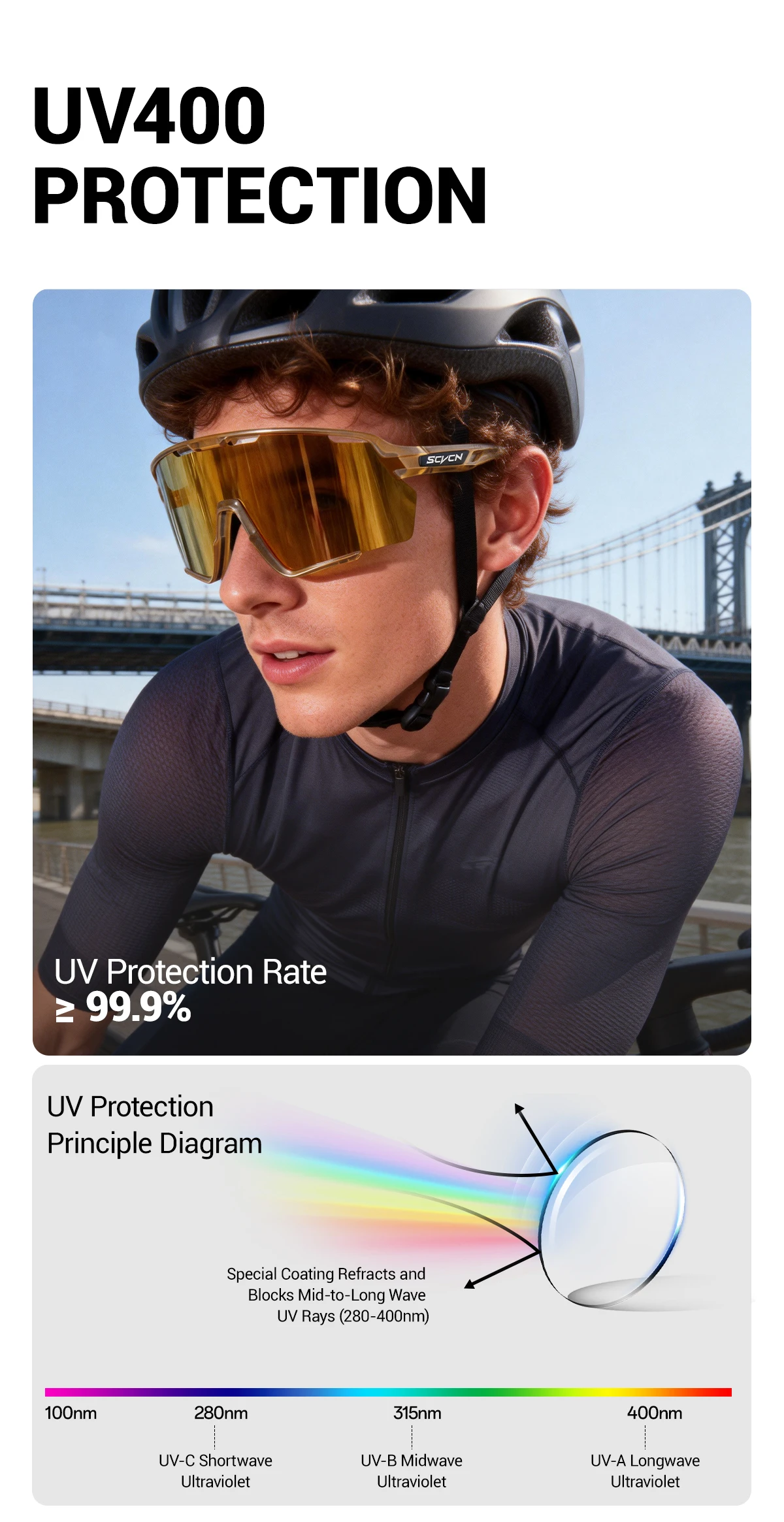SCVCN Wander- und Kletterbrille, Outdoor Photochrome Fahrradbrille für Männer und Frauen, Sport-Radbrille, MTB UV400 Schutzbrille – Detail 8