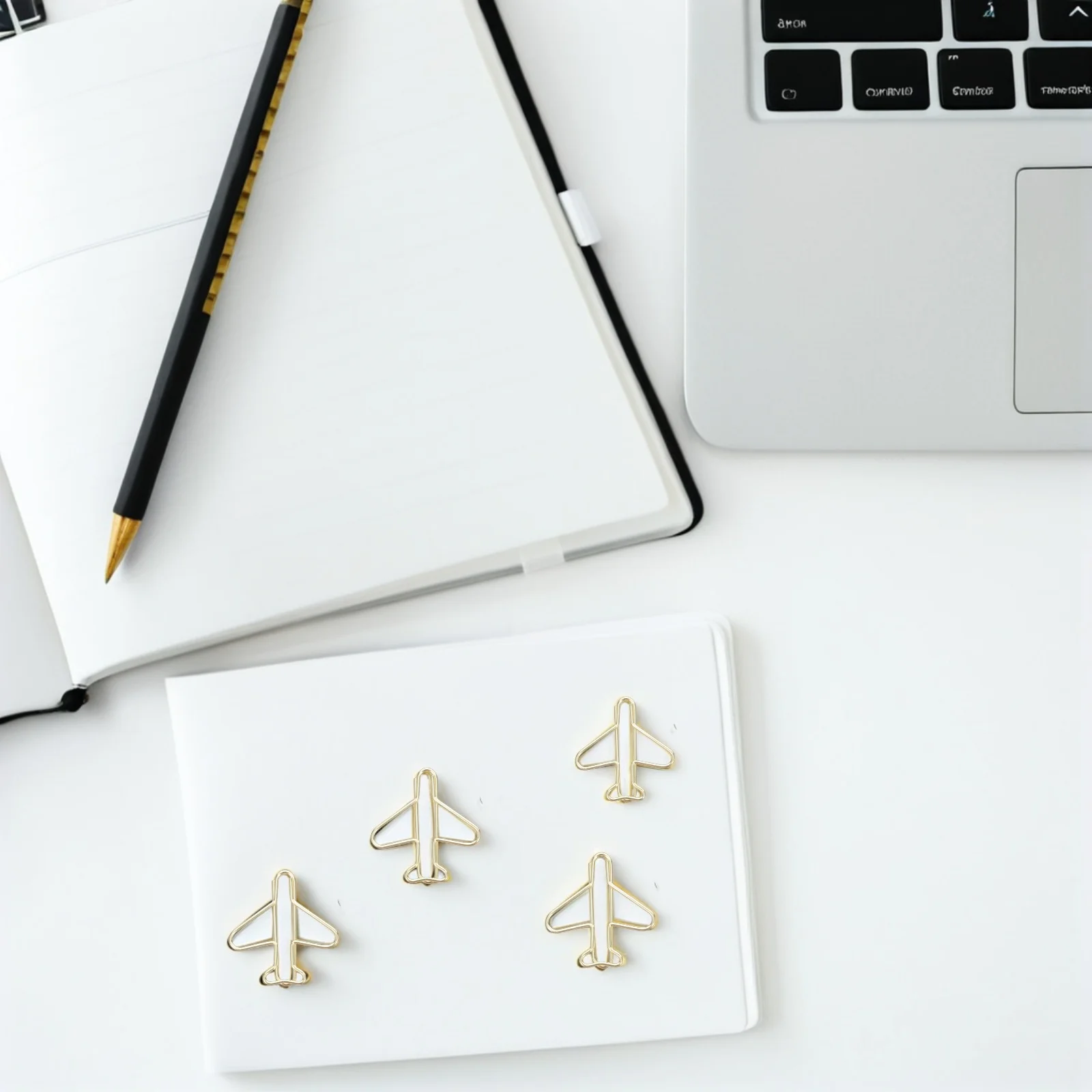 100pcs Gold Paper Clips Mini Airplane Planner Clips Decorative Metal Office Kawaii Stationery for School Goodie Bag Fillers