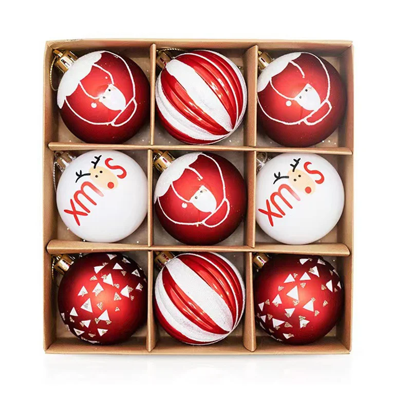 thumbnail image 1 of 9 piezas/caja de 6 cm, adornos de bolas de Navidad para colgar en el árbol de Navidad, decoraciones navideñas para el hogar, regalo de Navidad y Año Nuevo 2023, 1 of 5