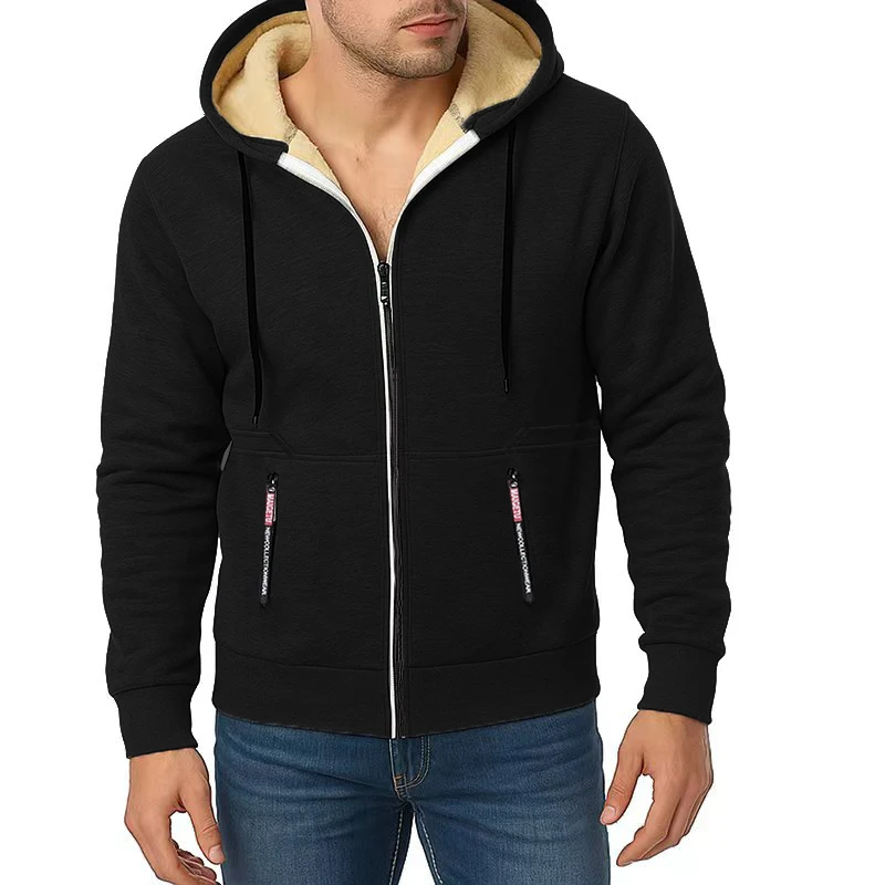Animal Game Hoodies for Men Heavyweight Fleece Sweatshirt Full Zip Up Thick Sherpa Lined Hooded Jacket Casual Thick  Sweatshirts