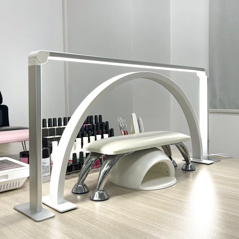 Halve maan lamp voor nagels, 3000-6000K verstelbaar licht daglicht, 360 graden verstelbare cosmetische lamp, 74 cm opvouwbare LED-verlichting, wimpers tafel voor schoonheid wimpers cosmetisch bed