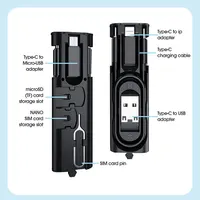 EZRA 6 in 1 MultiFunctional Adapter Storage Box DC195 USB C To Type C Micro USB-A Lightning Cable SIM KIT - Image 2