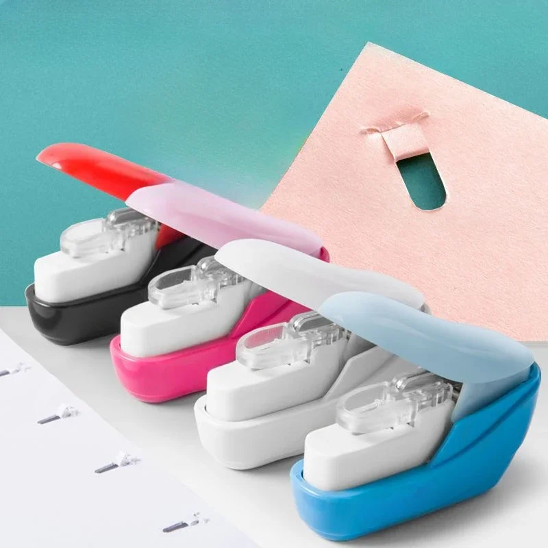 Mini No Nails Easy Effortless Stapler book Stapling Stapler Without Staple Office Binding Supplies School Supplies mini stapler set