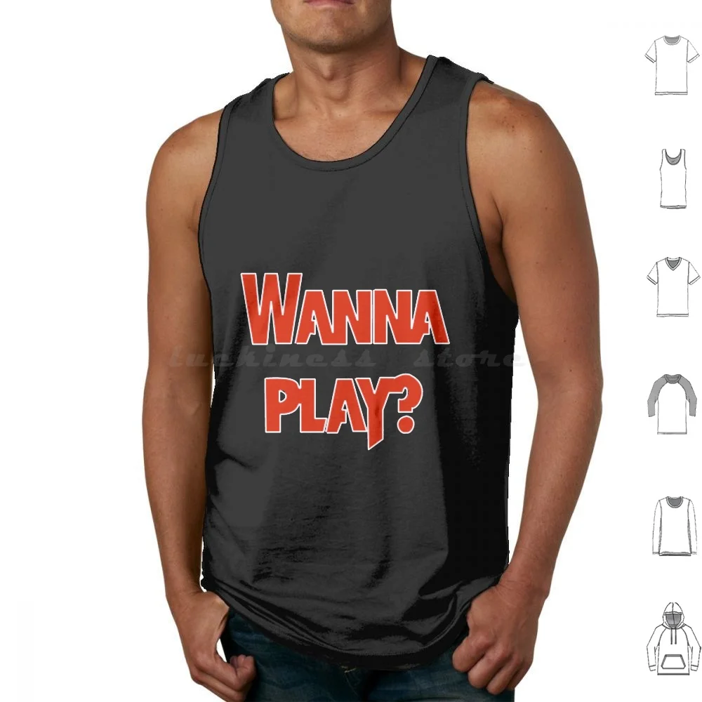 Wanna Play ? Tank Tops Vest Sleeveless Chucky Childs Play Horror Halloween Chucky Doll Horror Movies Bride Of Chucky Michael