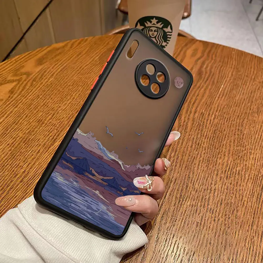 thumbnail image 1 of Matte Case for Huawei Y6P P50 P40 P30 P20 MATE 40 30 20 PRO PLUS Y7P Y9 Case Funda Coque Shell Art hand-Painted Mountain Scenery, 1 of 5