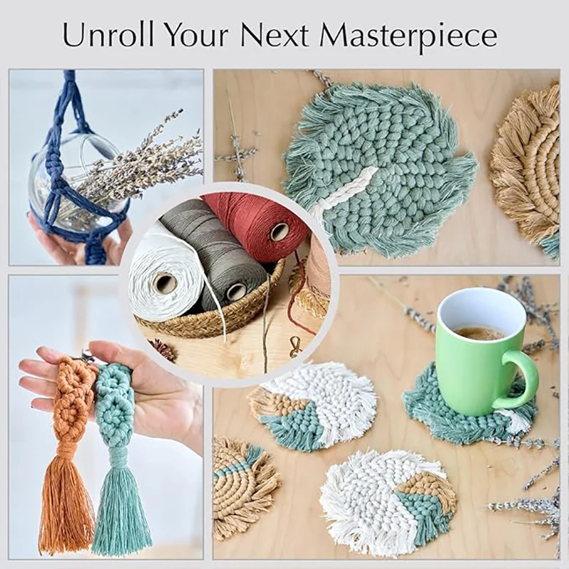 Handmade Boho Decor Colorful Cotton Cord Rope Thread Twisted Macrame String DIY Home Wedding Decoration Supply 110yards 3mm