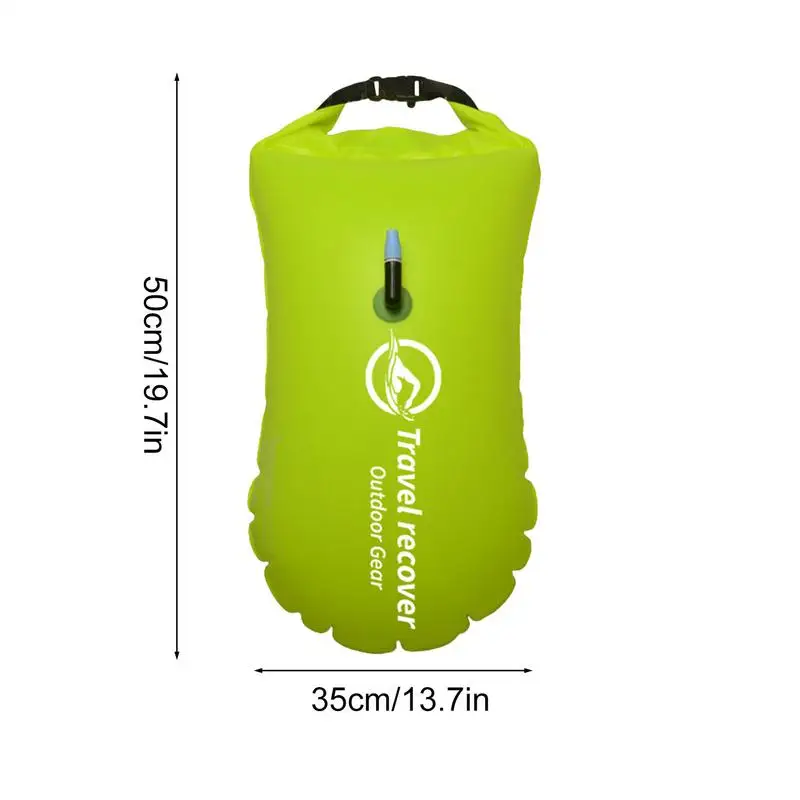 Inflatable Open Swimming Buoy Tow Float Dry Bag Double Air Bag with Waist Belt for Water Sport Swimming Storage Float Tools