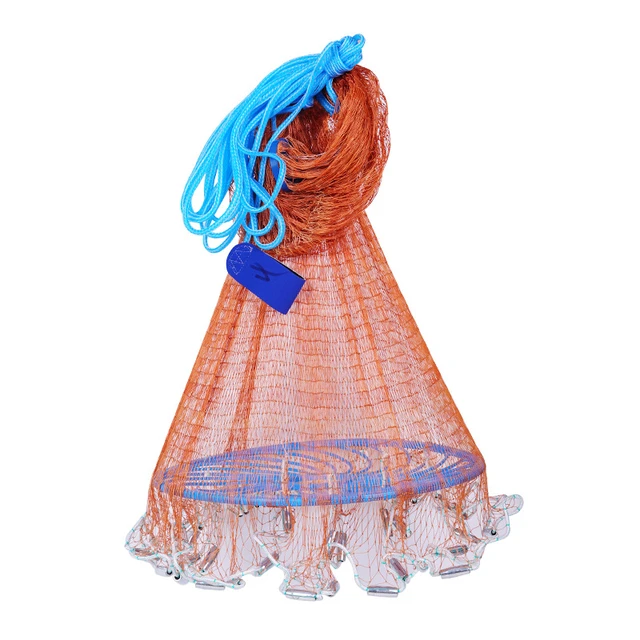 Hand Throw Fishing Net Hand Cast Net with Flying Disc High Strength Fly  Cast Fishing Network 300/360/420/480/540/600/720cm Throw Net (Color : 600cm